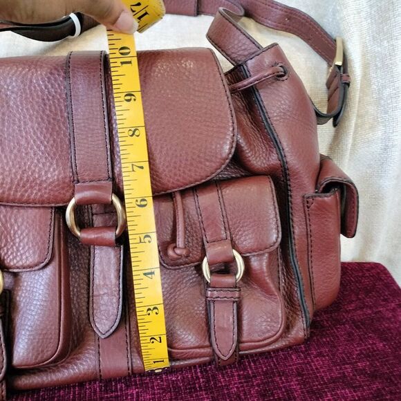 COLE HAAN Burnt Orange Pebbled Leather Adjustable Strap Satchel Shoulder Bag - Picture 10 of 14